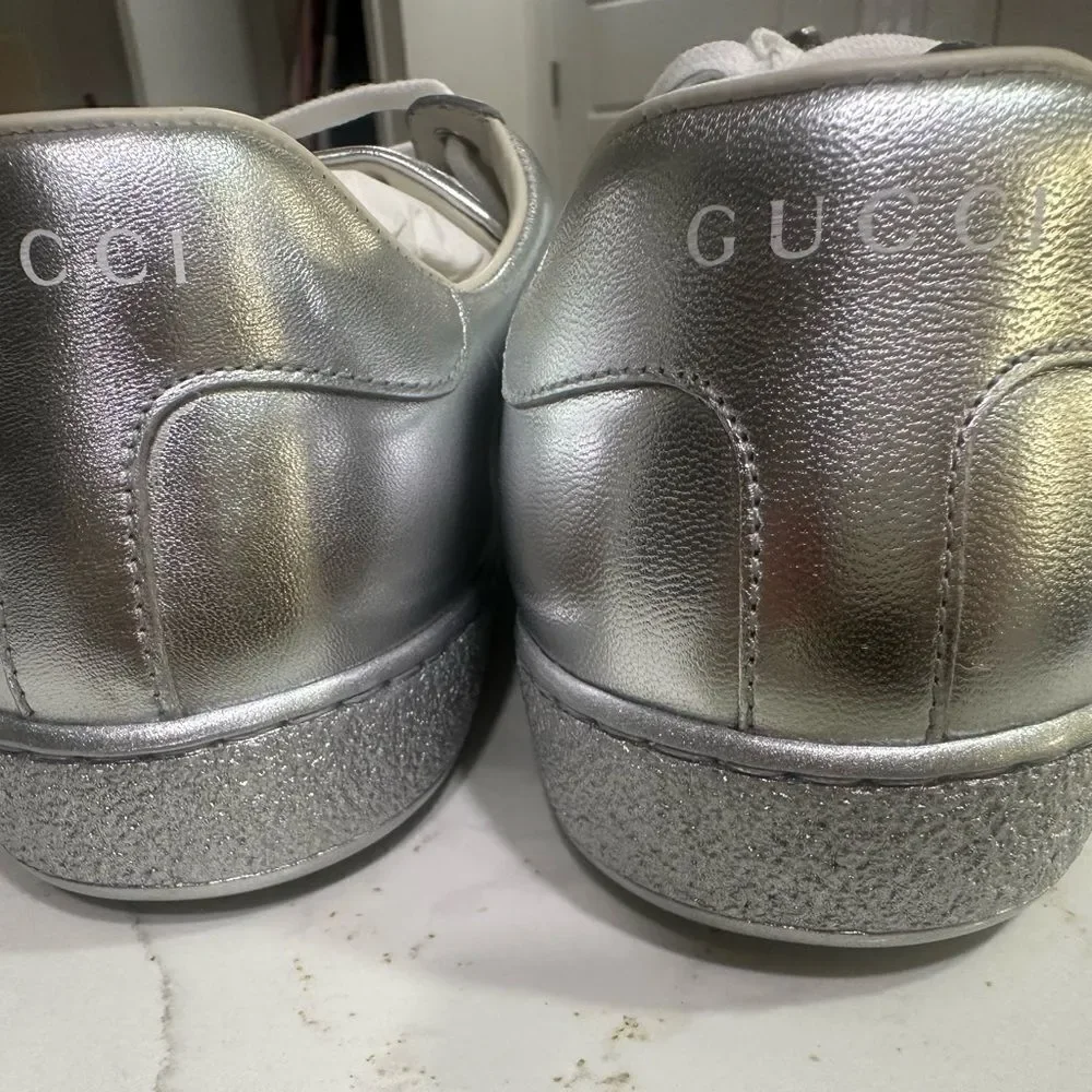 Gucci Ace Metallic Silver Men’s Shoes